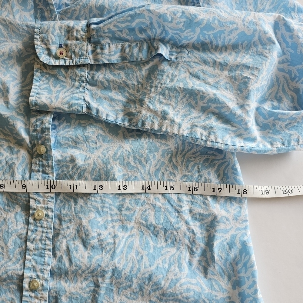 TALBOTS Coastal Coral Reef Button Down Shirt Blue White Size S - Picture 7 of 15